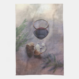 Ail, vin et serviette de cuisine de Mojo d'herbes