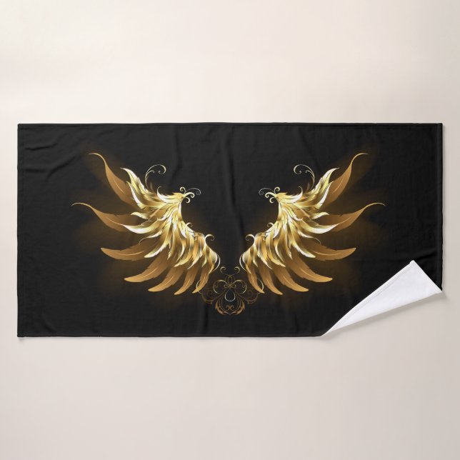 Ailes d'Ange d'or sur arrière - plan noir (Serviette de bain)