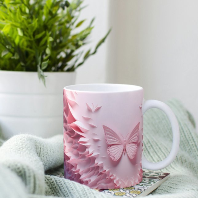 Ailes délicates : Mug Symphonie Papillon 3D Rose (Créateur téléchargé)