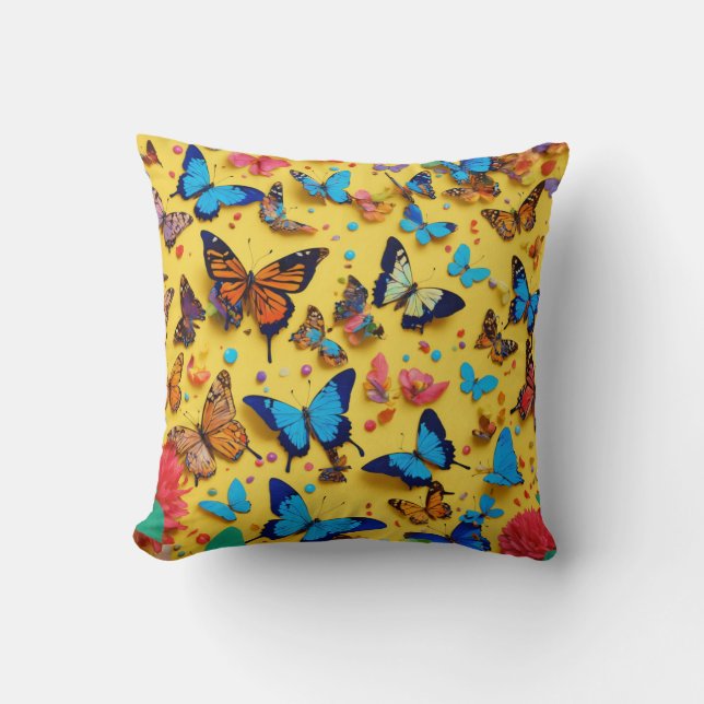 Ailes ensoleillées : Vibrant Coussin papillon (Recto)
