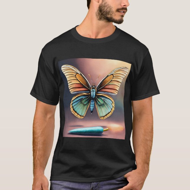 "Ailes Ethérées : T-shirt design papillon vibrant" (Devant)