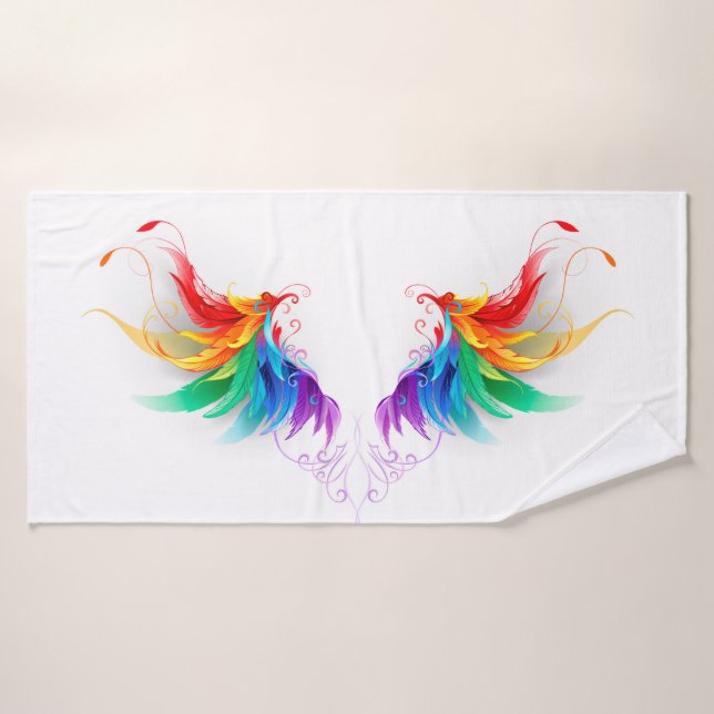 Ailes fluffy arc-en-ciel (Serviette de bain)