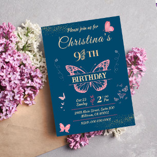 Ailes papillon 9e anniversaire invitation couleur
