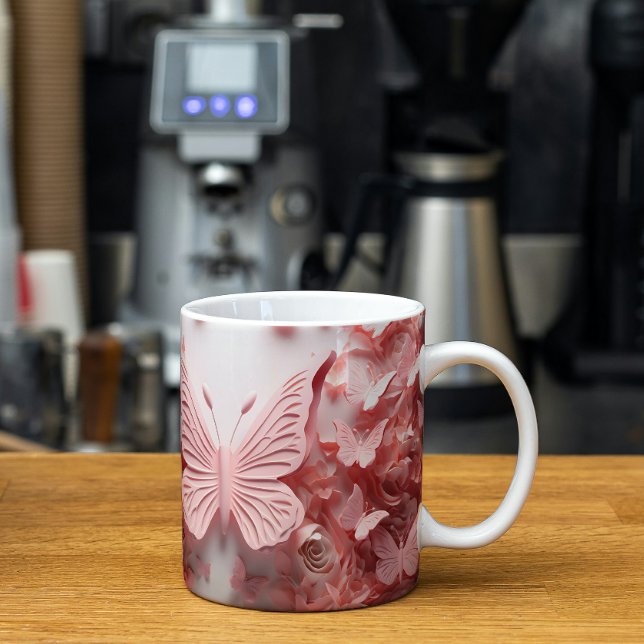 Ailes Whimsical : Mug de café à papillon rose 3D (Créateur téléchargé)