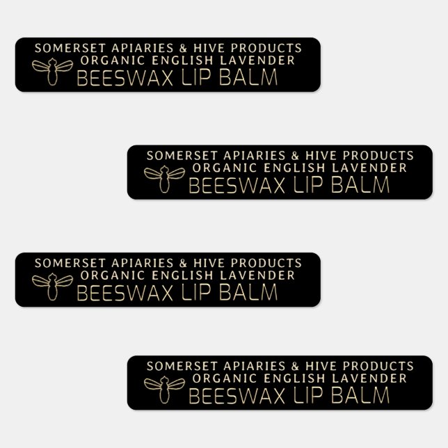 Aimable Beeswax Lip Balm Étiquette Gold Bee Noir (Groupe)