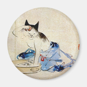 Aimant 顔 を 洗 う 猫, 重 Cat Laver Visage, Hiroshige