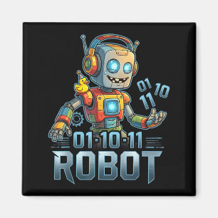 Aimant 01 10 11 robot drôle pour hommes femmes enfants 01