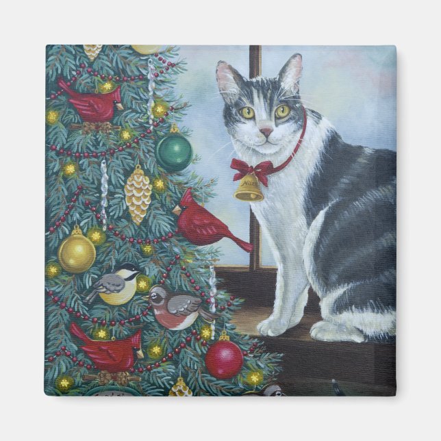 Aimant 0417 Chat de Noël (Devant)