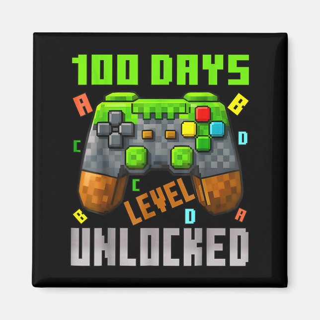Aimant 100 Days Level Unlocked Gaming 100 Days Of School  (Devant)