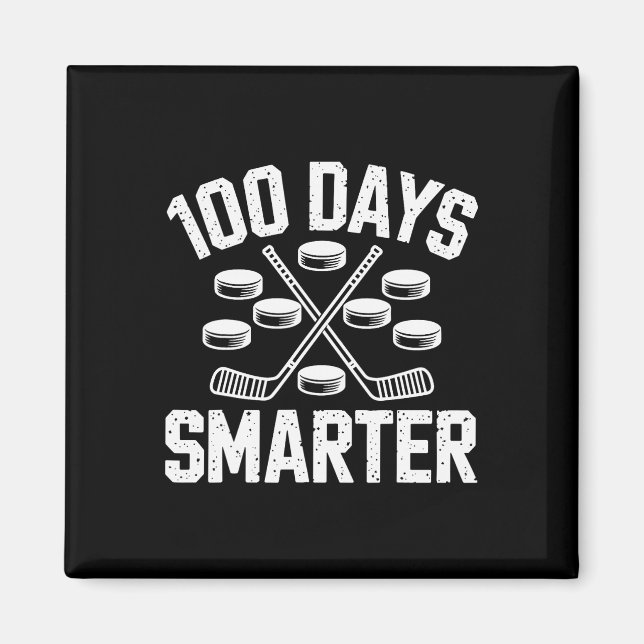 Aimant 100 Days Smarter Hockey 100th Day Of School Studen (Devant)
