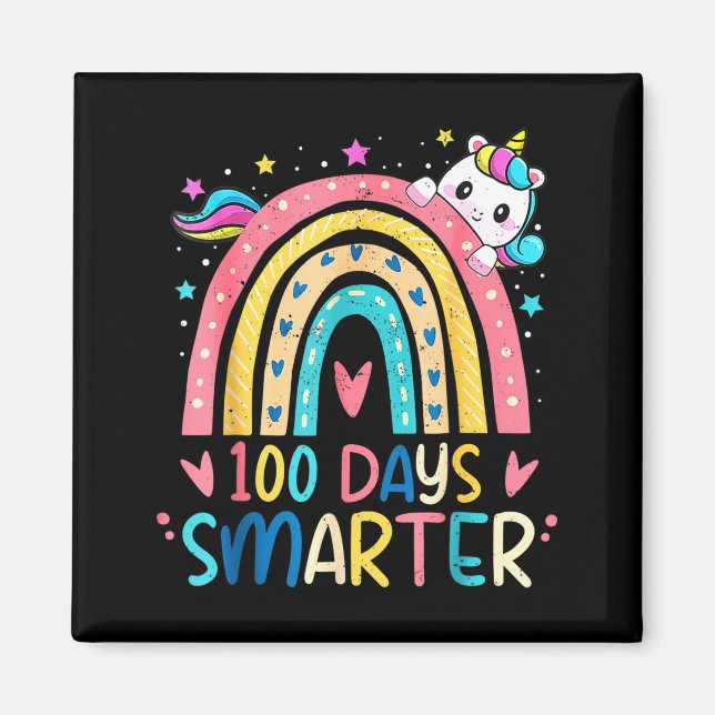 Aimant 100 Days Smarter Kids Girls Unicorn 100th Day Of S (Devant)