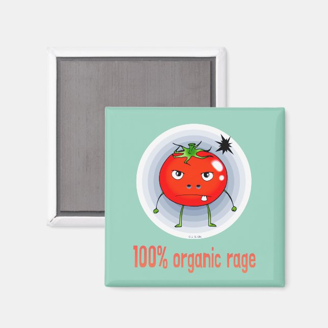 Aimant 100% de Rage Biologique - Tomate Furieuse Drôle (Recto/Verso)