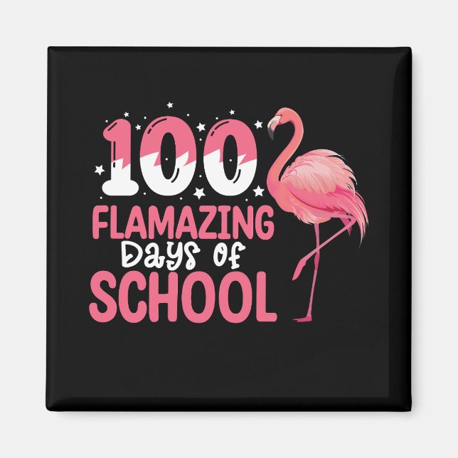 Aimant 100 Journées Flamazing d'école Professeur Flamant (Devant)