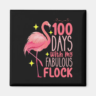 Aimant 100 jours avec mon école de flamants roses fabuleu