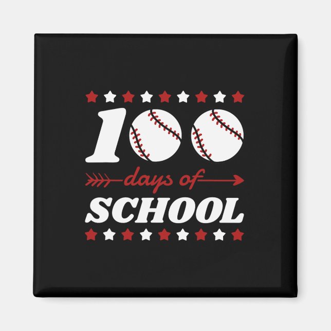 Aimant 100 Jours De Baseball Scolaire (Devant)