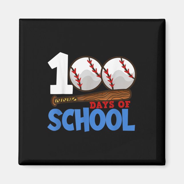 Aimant 100 Jours De Baseball Scolaire 100E Jour De L'Écol (Devant)