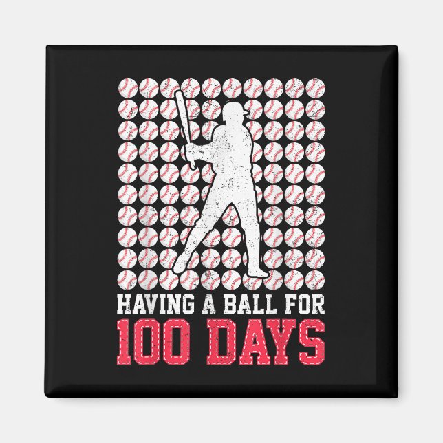 Aimant 100 Jours De Baseball Scolaire 100E Jour Pour Les  (Devant)