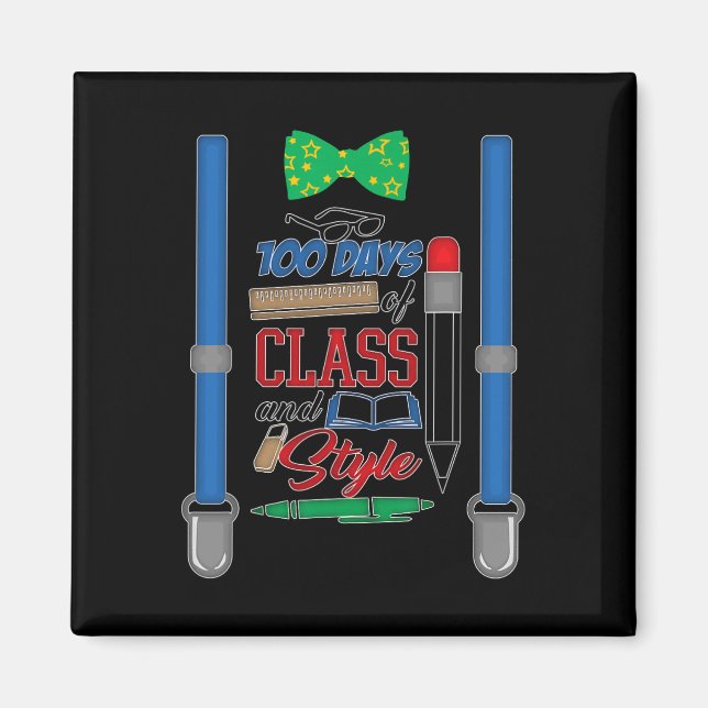 Aimant 100 jours de classe et de style - garçons 100e jou (Devant)