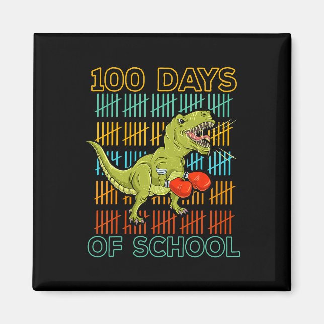 Aimant 100 Jours De L'École 2025 Dinosaur Mixed martial a (Devant)