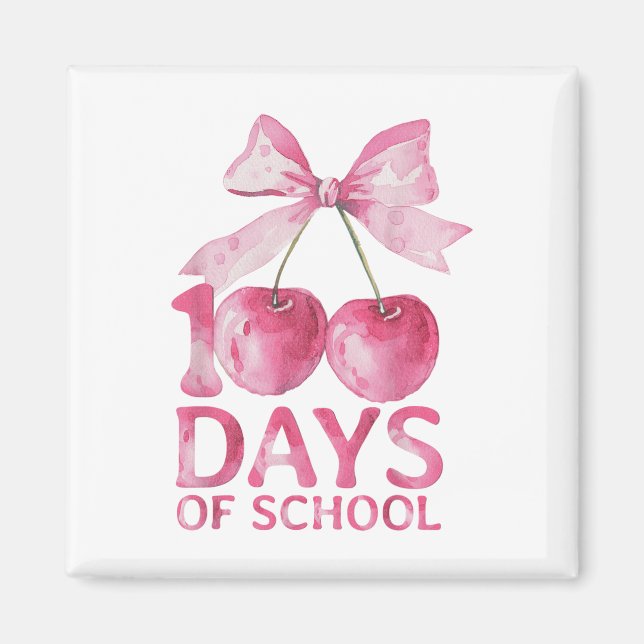 Aimant 100 Jours De L'École Coquette Cute Cerry Bow 100e (Devant)