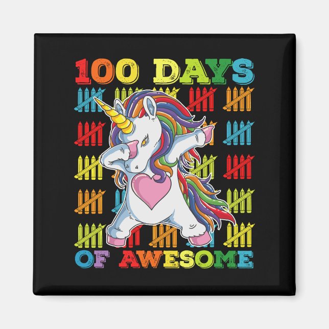 Aimant 100 Jours De Licorne Incroyable 100ème Jour D'écol (Devant)