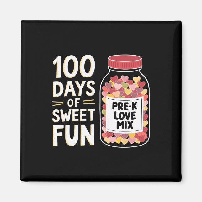 Aimant 100 jours de plaisir doux Mignonne enseignante de  (Devant)