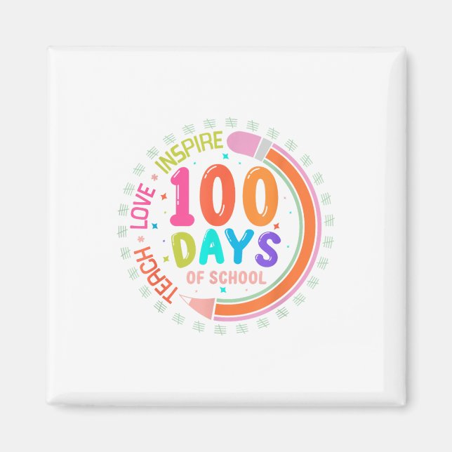 Aimant 100 Jours D'École Apprendre L'Amour Inspirer 100èm (Devant)