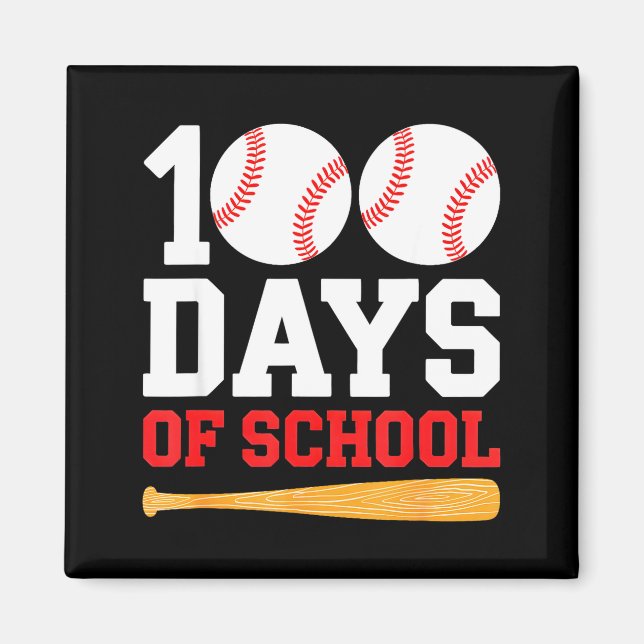 Aimant 100 jours d'école Baseball garçons 100 jours plus  (Devant)