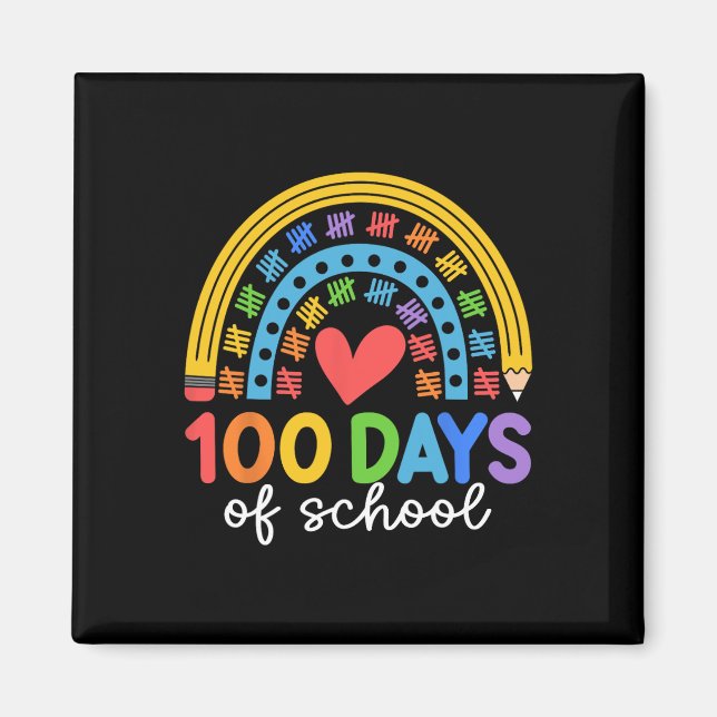 Aimant 100 Jours D'École Conception De Célébration Arc-En (Devant)