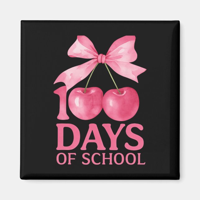Aimant 100 jours d'école Coquette Mignon Nœud Cerise 100è (Devant)