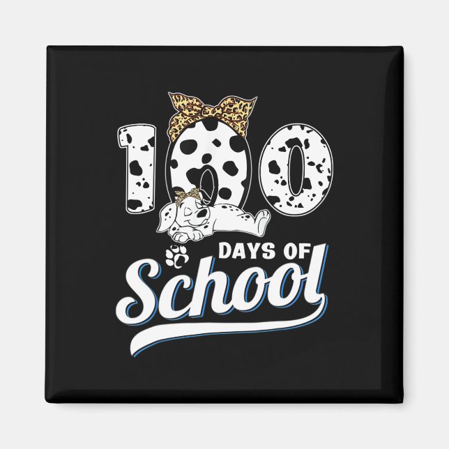 Aimant 100 Jours D'École Dalmatienne Chien Garçons Filles (Devant)