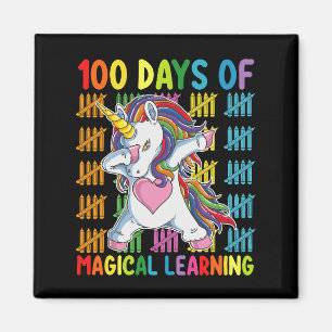 Aimant 100 Jours d'école de licorne d'apprentissage magiq