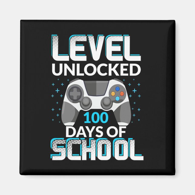 Aimant 100 Jours D'École Déverrouillé Gamer Nerdy Team (Devant)