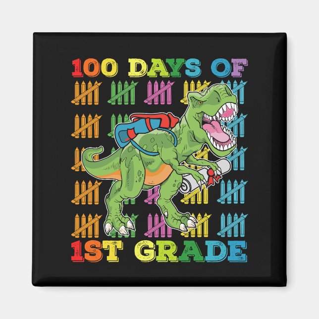 Aimant 100 jours d'école en 1re année T Rex Dinosaur Scho (Devant)