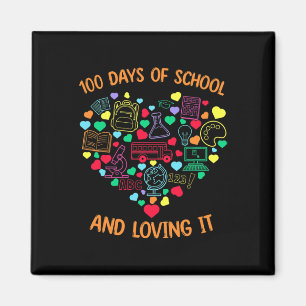 Aimant 100 Jours D'École Et L'Aimer Coeur Avec Teachi