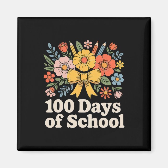 Aimant 100 jours d'école floral Clroom  (Devant)