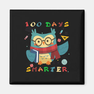 Aimant 100 Jours D'École Garçon Fille Cadeau Smarter Owl 