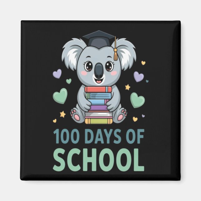 Aimant 100 Jours D'école Koala Élève Enseignant (Devant)