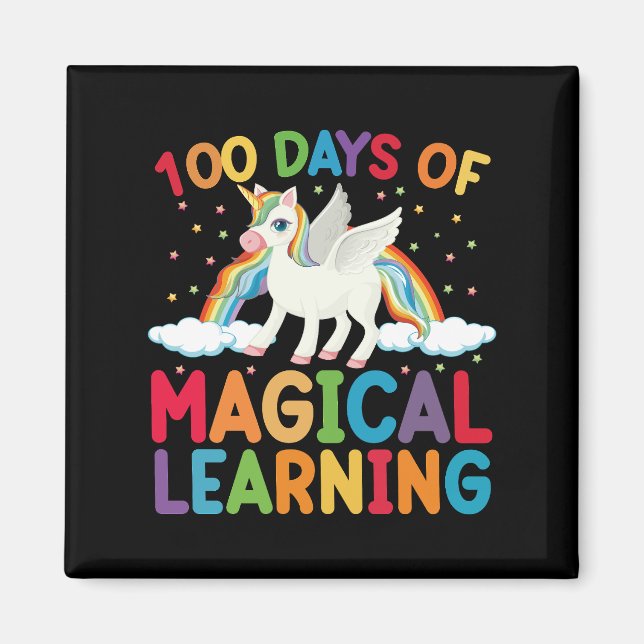 Aimant 100 jours d'école licorne magique pour filles  (Devant)