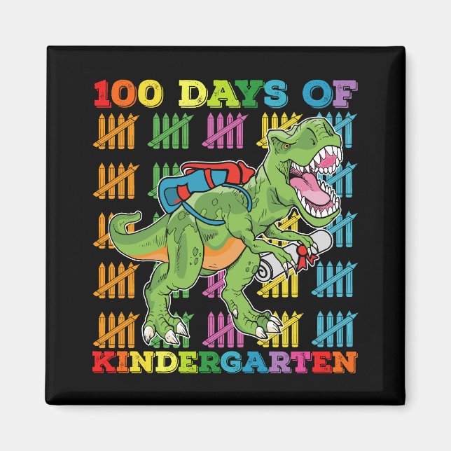 Aimant 100 jours d'école maternelle T Rex dinosaure école (Devant)