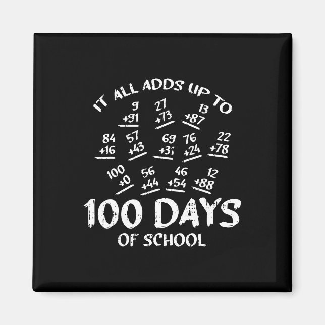 Aimant 100 Jours D'École Math Addition Cool Enseignant Ét (Devant)
