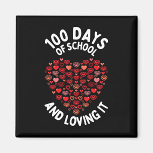 Aimant 100 Jours D'École Mignonne Coeur Heureux 100E Jour