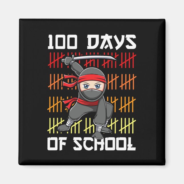Aimant 100 Jours D'École Ninja Pour Enfants Garçons Marti (Devant)