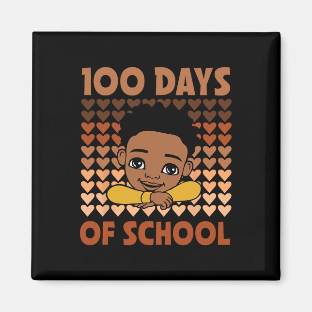 Aimant 100 Jours D'École Noir Afro Garçons Noir Histoire  (Devant)