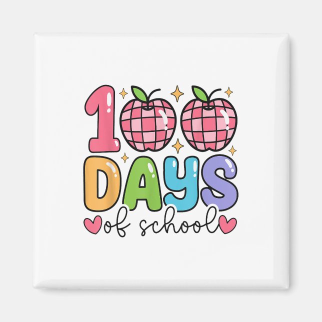 Aimant 100 Jours D'École Rétro Disco Enseignant Enfants H (Devant)