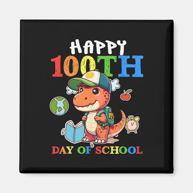 Aimant 100 Jours D'École T Rex Dinosaur Professeur Garçon (Devant)