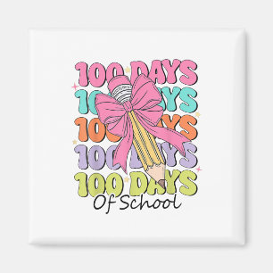Aimant 100 Jours D'Enseignant À L'École Coquette Bow 100e