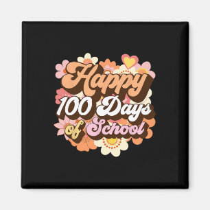 Aimant 100 Jours D'Enseignant Enfants Retro Happy 100e