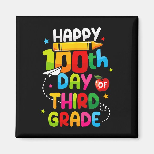 Aimant 100 Jours Du 3E Joyeux 100E Jour D'Enseignants (Devant)