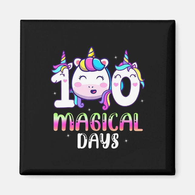 Aimant 100 Jours Magiques Filles Enfants 100e Jour De L'É (Devant)